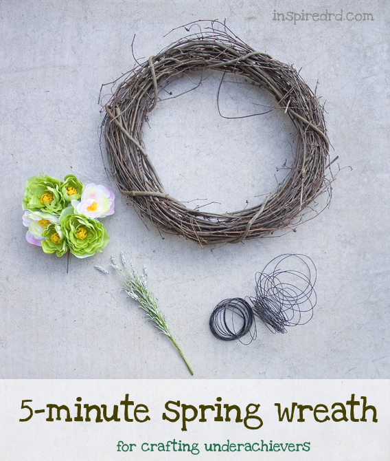 5 minute spring wreath tutorial (for crafting underachievers) via InspiredRD.com