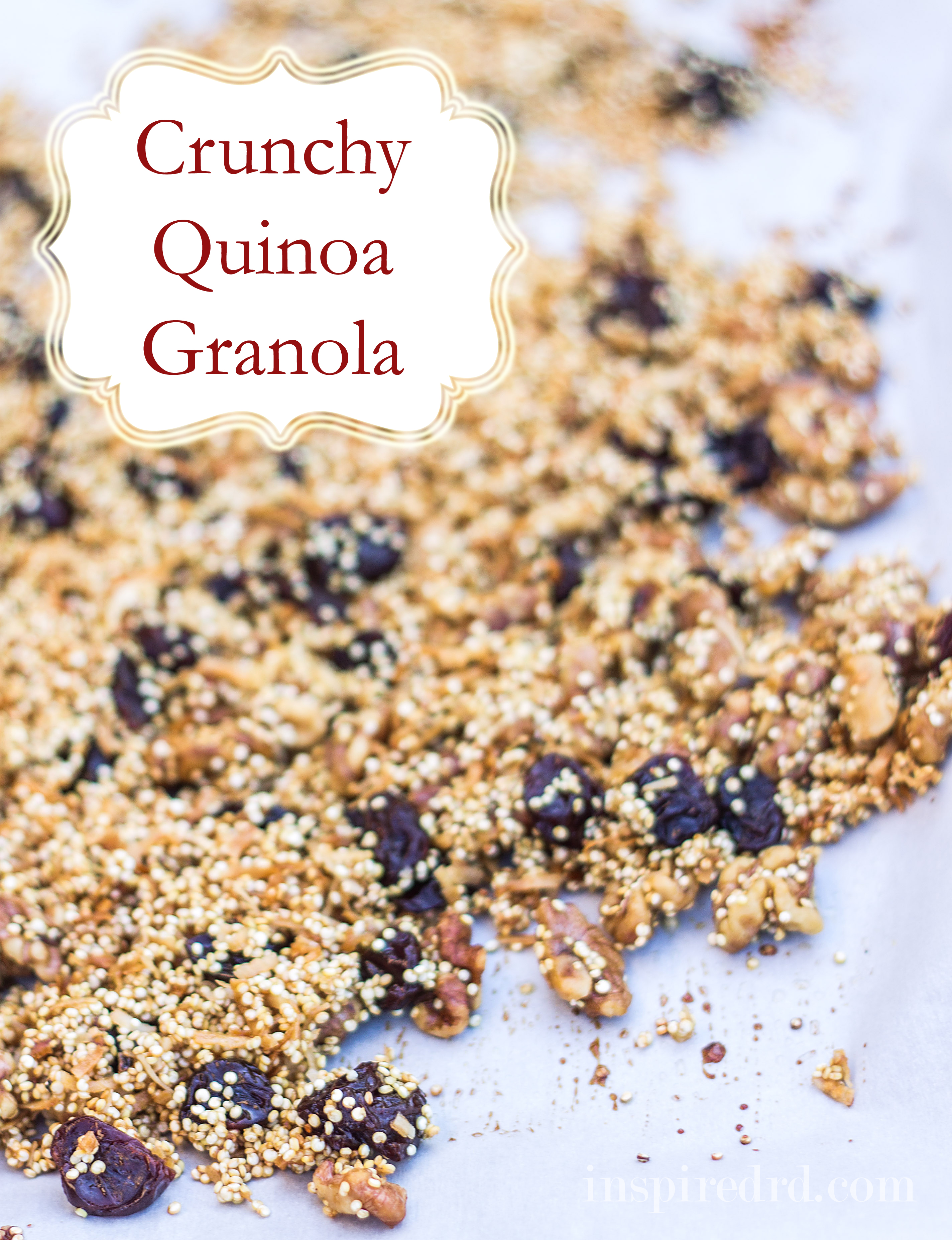 Crunchy Quinoa Granola with walnuts, cherries and coconut. #glutenfree