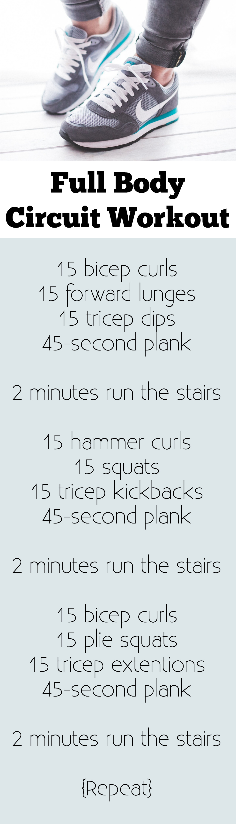 A perfect at home full body circuit, especially if your house has stairs! You can do this entire workout with a set of dumbbells or a resistance band. Includes modifications for diastasis recti.