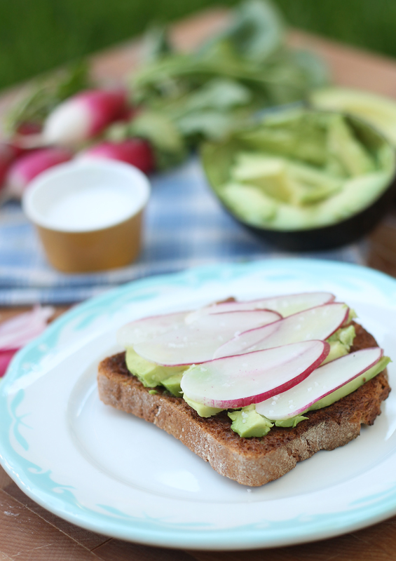 French Breakfast Radishes with Avocado on Toast from InspiredRD.com