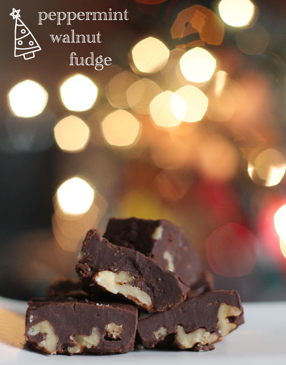 Peppermint Walnut Fudge from InspiredRD.com #glutenfree #dairyfree