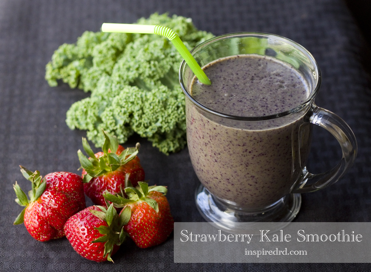 Strawberry Kale Smoothie via InspiredRD.com